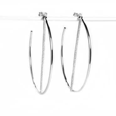 CZ Bar Hoop - Silver