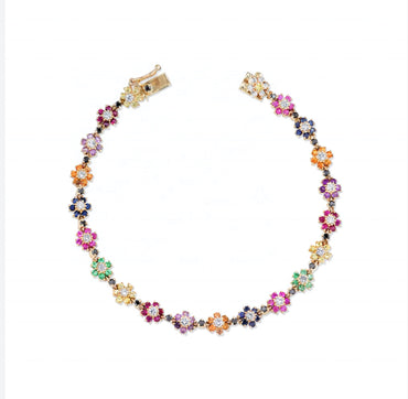 Rainbow Flower Bracelet - Gold