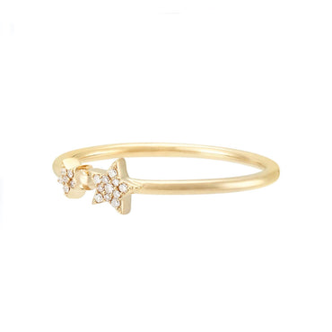 Dainty CZ Two Stars Ring