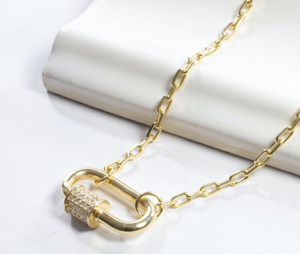 Link Chain Carabiner Lock Necklace