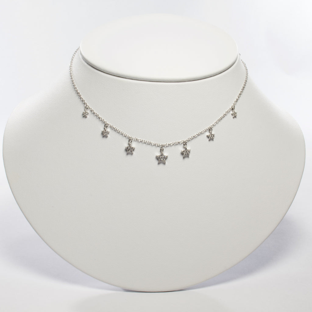 Multi Star CZ Drop Choker-Necklaces-Balara Jewelry