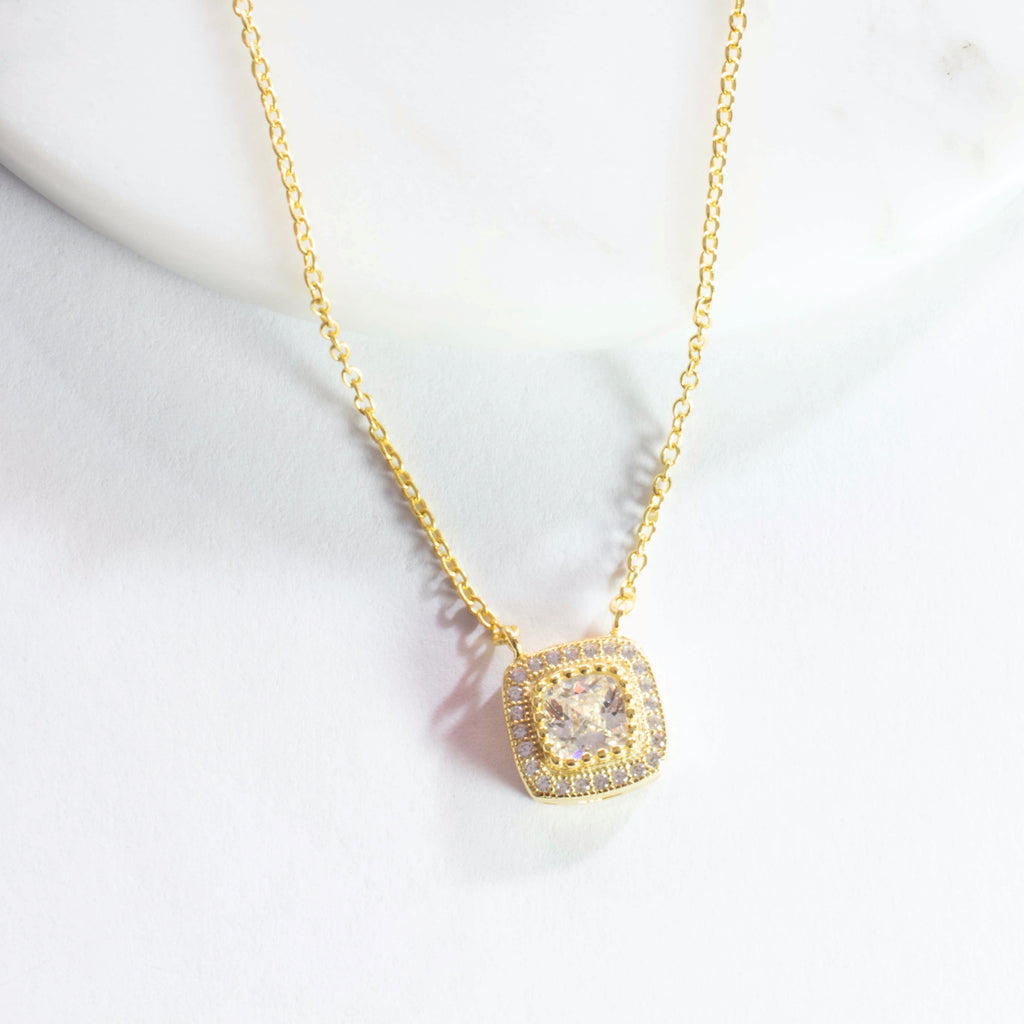 CZ Halo Pendant Necklace