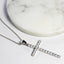 Cross CZ Pendant Necklace - Silver