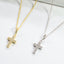 Tiny Cross CZ Pendant Necklace - Gold or Silver