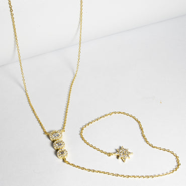 Starburst CZ Lariat Necklace-Necklaces-Balara Jewelry