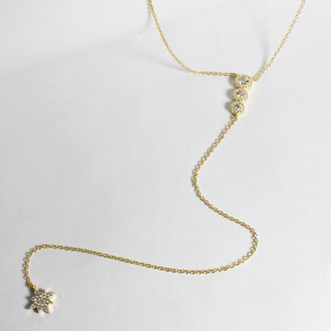 Starburst CZ Lariat Necklace-Necklaces-Balara Jewelry
