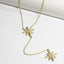 Double Starburst CZ Lariat Necklace - Gold