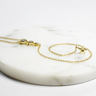 Star CZ Lariat Necklace-Necklaces-Balara Jewelry