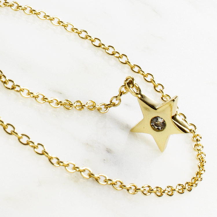 Star CZ Lariat Necklace-Necklaces-Balara Jewelry