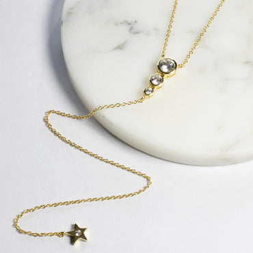 Star CZ Lariat Necklace-Necklaces-Balara Jewelry