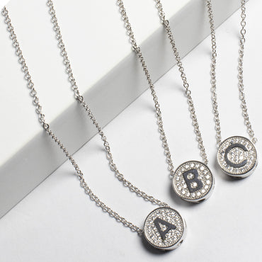 Tiny CZ Initial Letter Necklace (A-Z) - Gold or Silver-Necklaces-Balara Jewelry