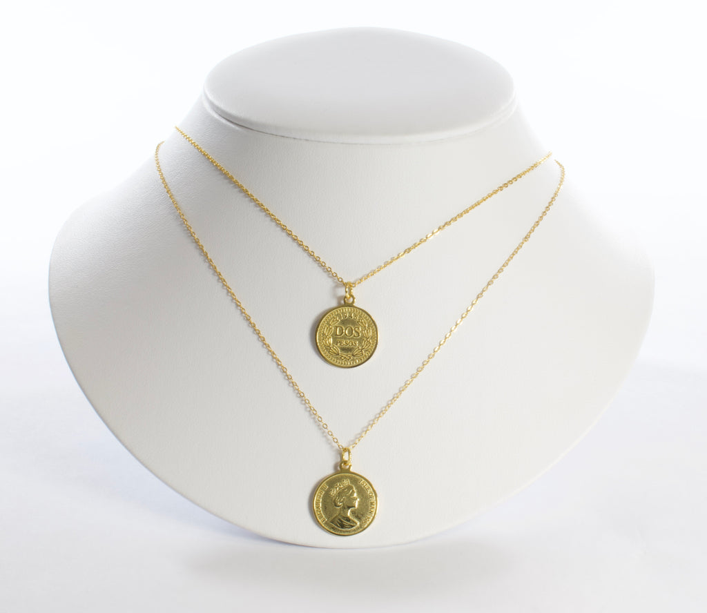 NEW 2021 Choker Necklace Gold Pendant Three Coin Chain Multi-Layer Women  Jewelry 