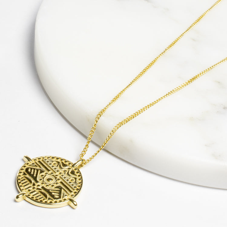 Minimalist Sun Coin Pendant Necklace-Necklaces-Balara Jewelry