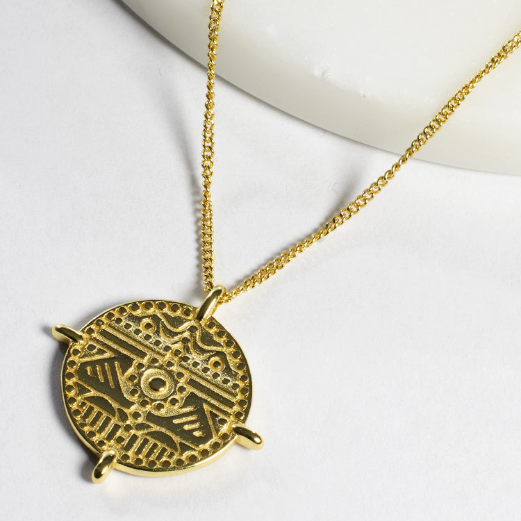 Minimalist Sun Coin Pendant Necklace-Necklaces-Balara Jewelry