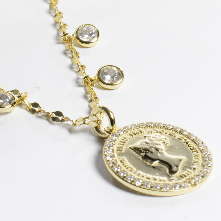 Lady Coin Pendant Necklace-Necklaces-Balara Jewelry