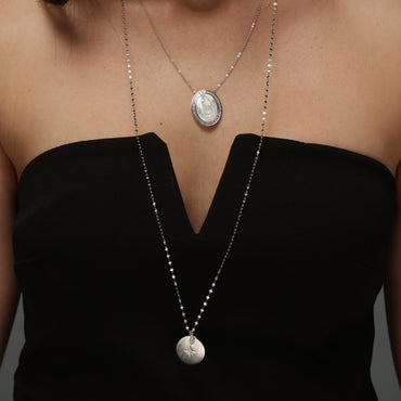 CZ Star Disc Necklace - Gold or Silver