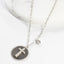 CZ Cross Disc Necklace-Necklaces-Balara Jewelry