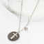 CZ Cross Disc Necklace - Silver