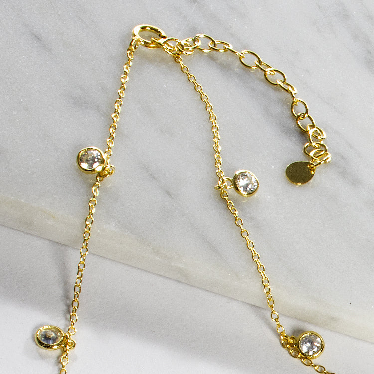 Multi Bezel CZ Drop Choker - Gold or Silver-Necklaces-Balara Jewelry