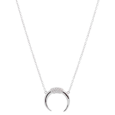 CZ Horn Necklace - Gold or Silver-Necklaces-Balara Jewelry