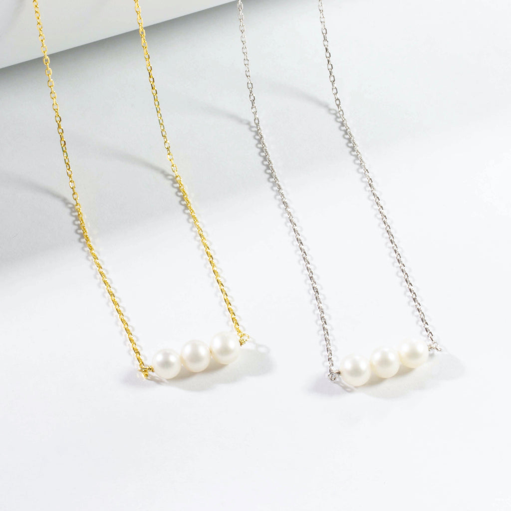 Three Pearl Chain Necklace