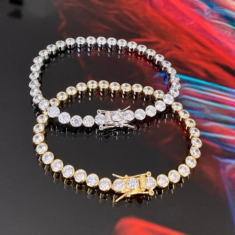 Round CZ Tennis Bracelet 4 mm - Gold or Silver