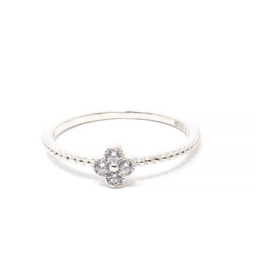 Tiny Flower Ornament CZ Ring-Rings-Balara Jewelry