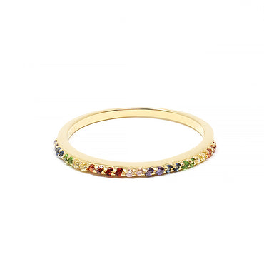 Half Eternity Pave Rainbow Band Ring-Rings-Balara Jewelry