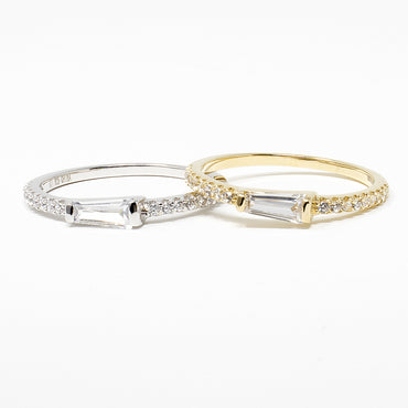 CZ Baguette Stacking Ring - Gold or Silver-Rings-Balara Jewelry