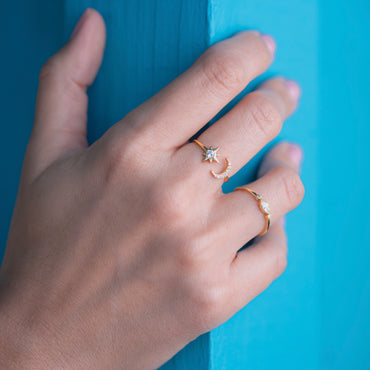 Delicate Oval Ornament CZ Ring - Gold or Silver