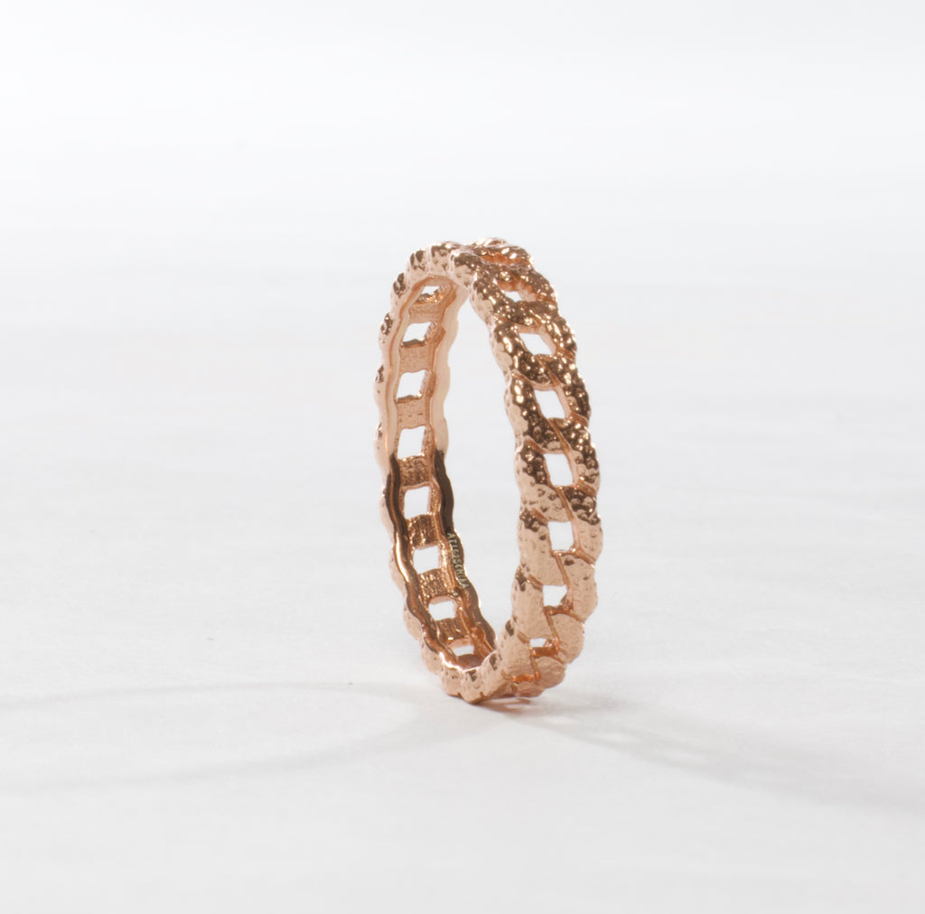 Textured Curb Link Band Ring - Gold, Rose Gold, or Silver-Rings-Balara Jewelry