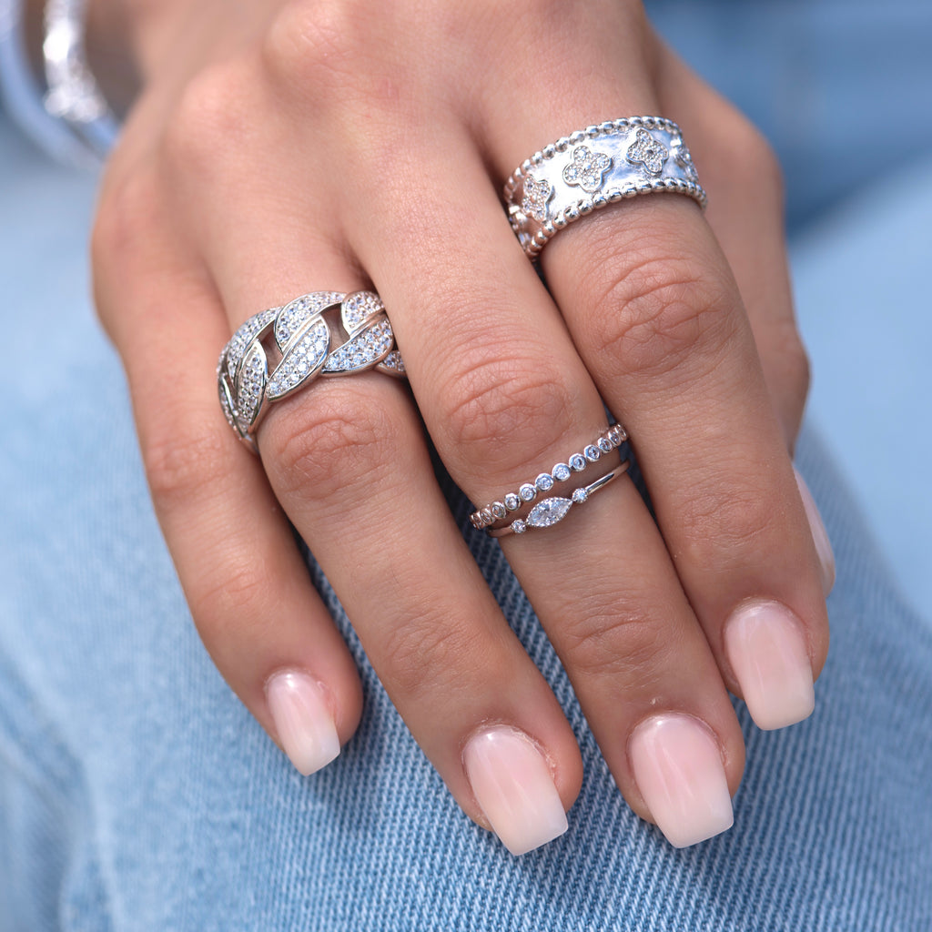 Full Eternity CZ Band Ring - Gold and Silver