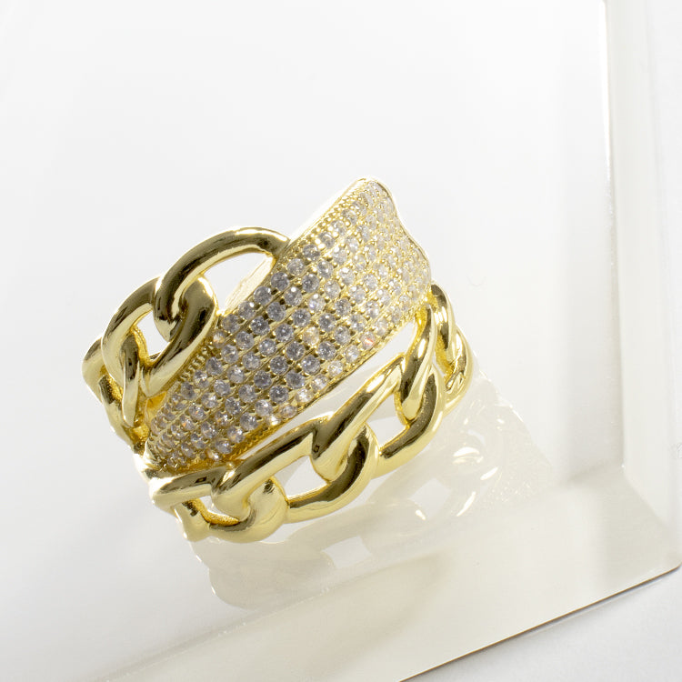CZ Link Band Ring-Rings-Balara Jewelry