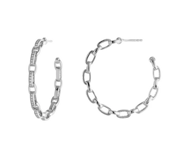 CZ Link Hoop - Gold or Silver-Earrings-Balara Jewelry