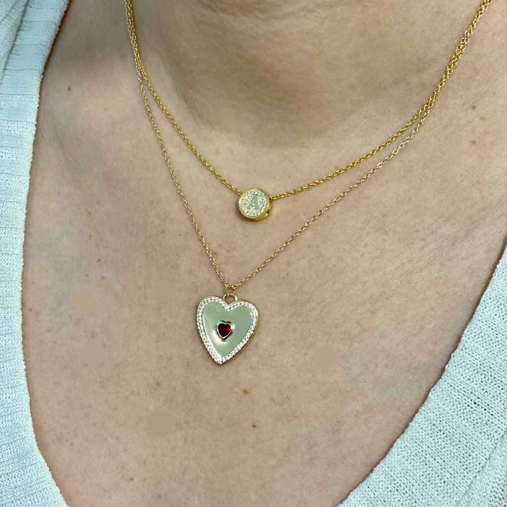 CZ Heart Necklace - Gold