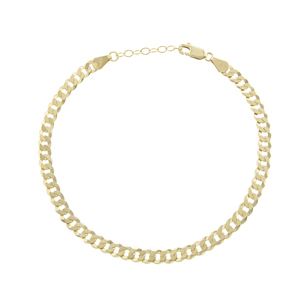 Flat Curb Adjustable Link Anklet - Gold or Silver