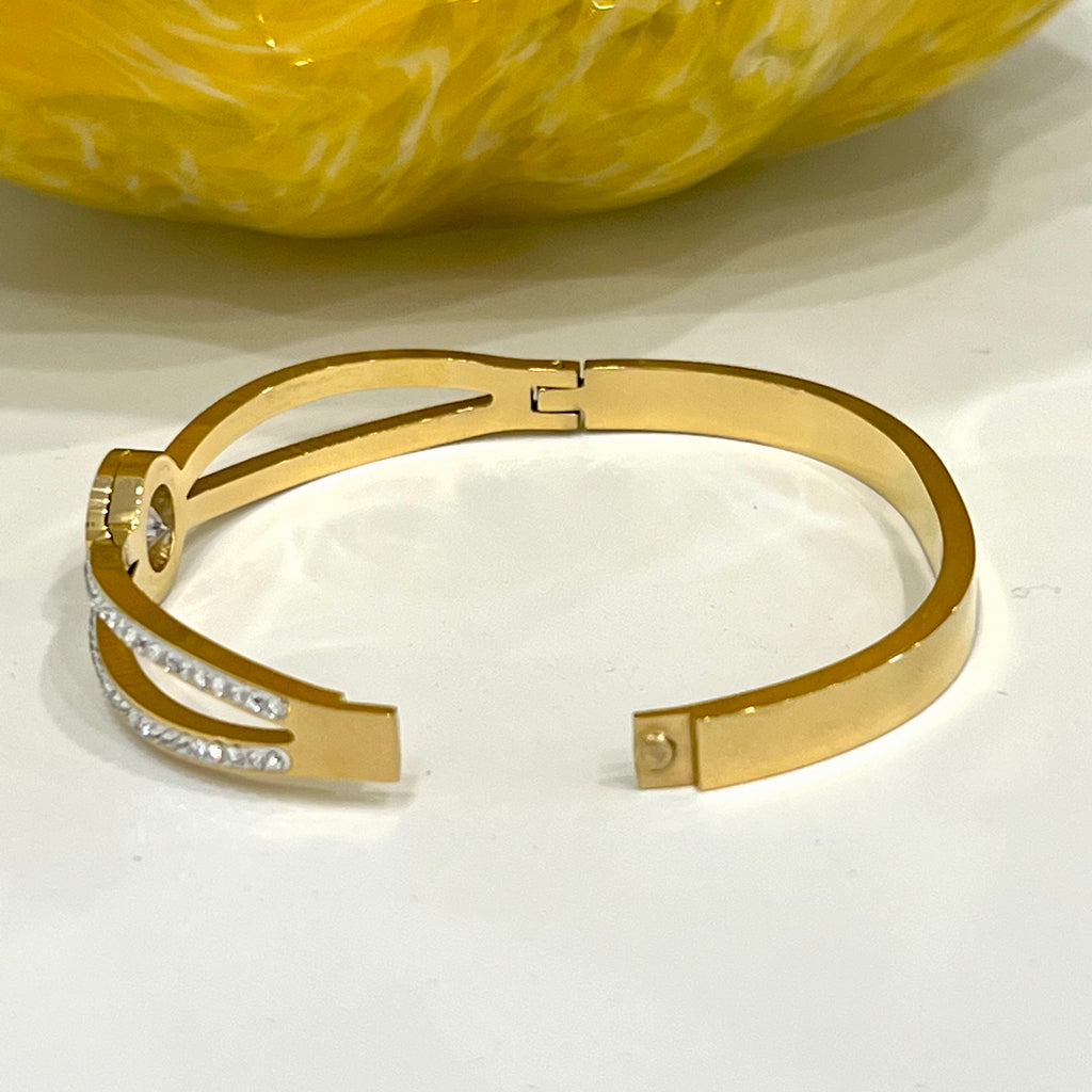 Numeral CZ Bangle Bracelet - Gold
