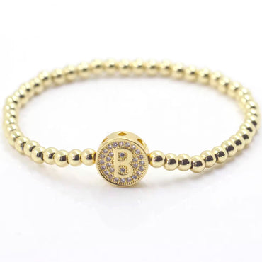 Stretch Beaded Initial Bracelet - Gold or Silver