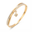 CZ Heart Dangle Hinged Bangle - Gold