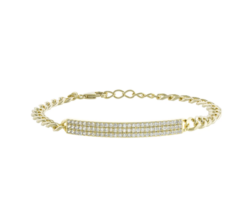 CZ Bar Link Bracelet - Gold or Silver-Bracelets-Balara Jewelry