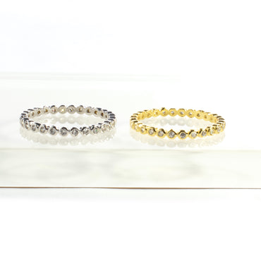 Full Eternity CZ Band Ring - Gold and Silver
