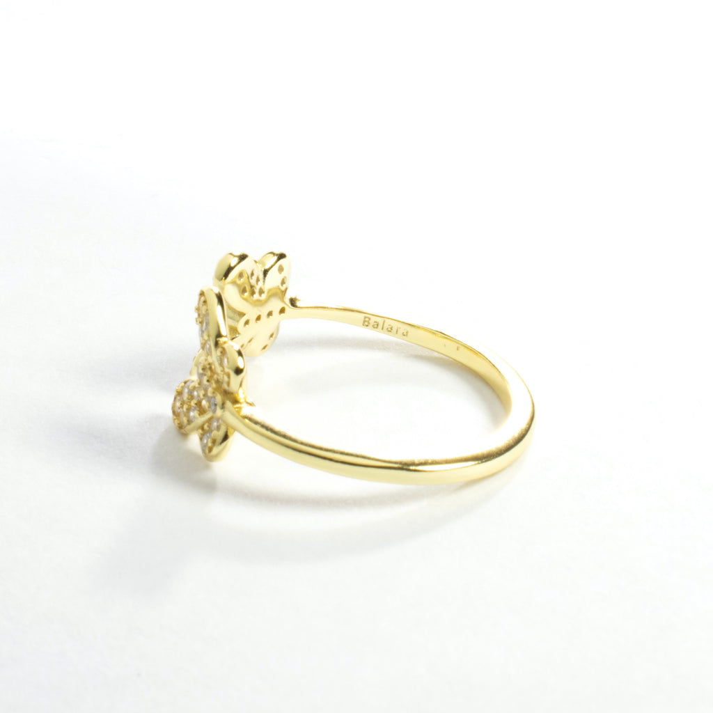 CZ Adjustable Double Butterfly Ring - Gold or Silver