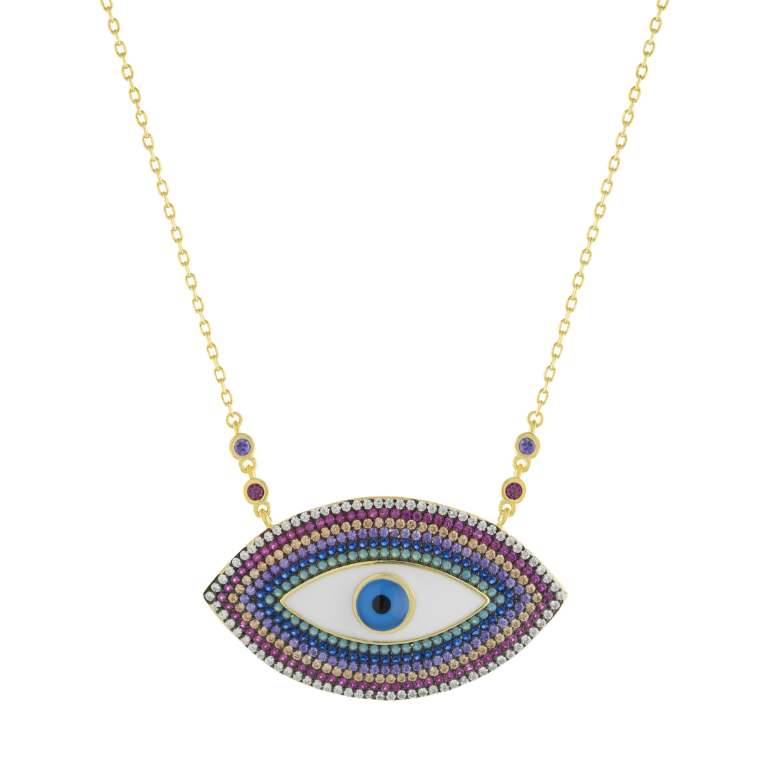 Large Multicolor Evil Eye Necklace