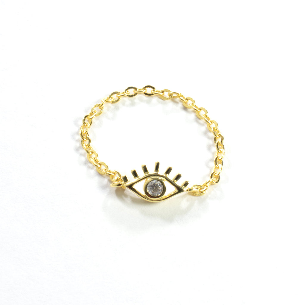 CZ Evil Eye Chain Ring