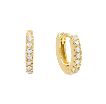 Small Pave Huggie Earrings - Gold or Silver