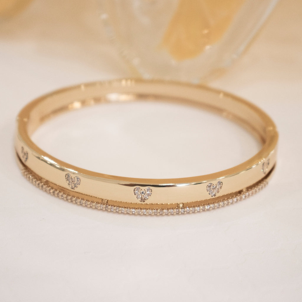 CZ Multi Hearts Bangle Bracelet