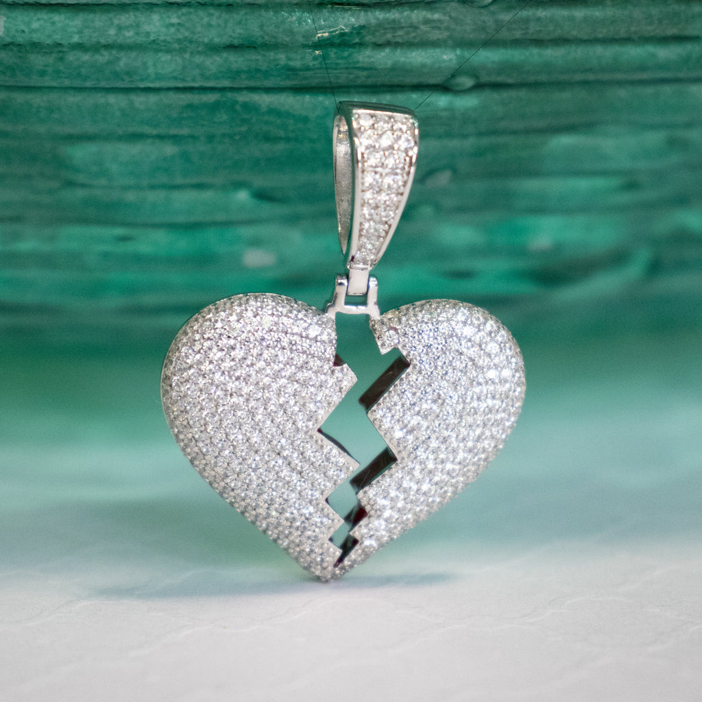 CZ Heart Charm Pendant - Gold or Silver