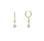 Bezel CZ Dangling Huggie Earrings - Gold Or Silver