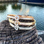 CZ - Shell Gem Four Leaf Bangle Bracelet - Silver, Gold, Rose Gold