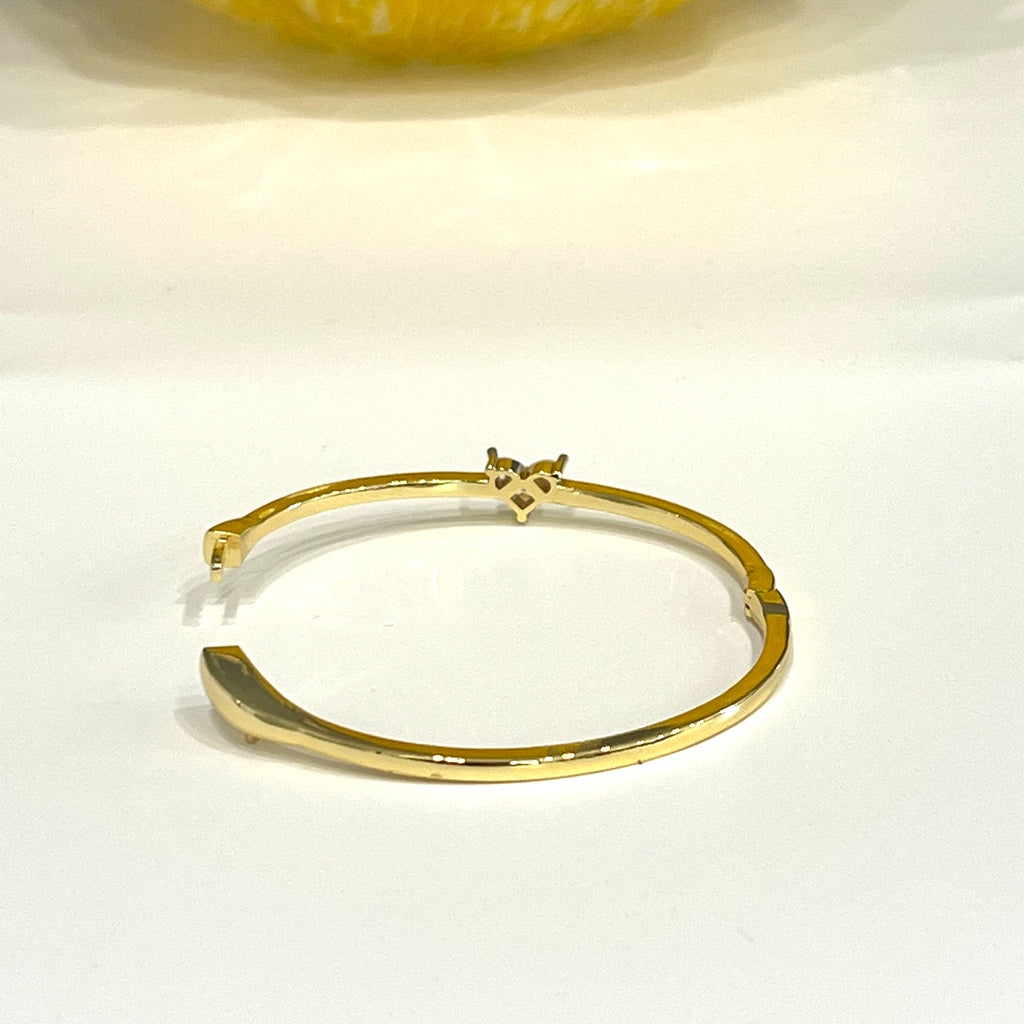 Heart CZ Bangle Bracelet - Silver and Gold